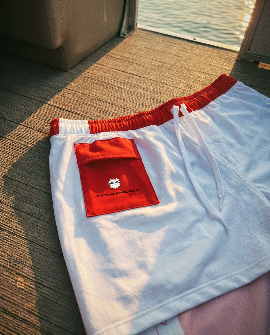 Inside for the swim trunks they have an anti-chafe mesh liner with an inside stash pocket.