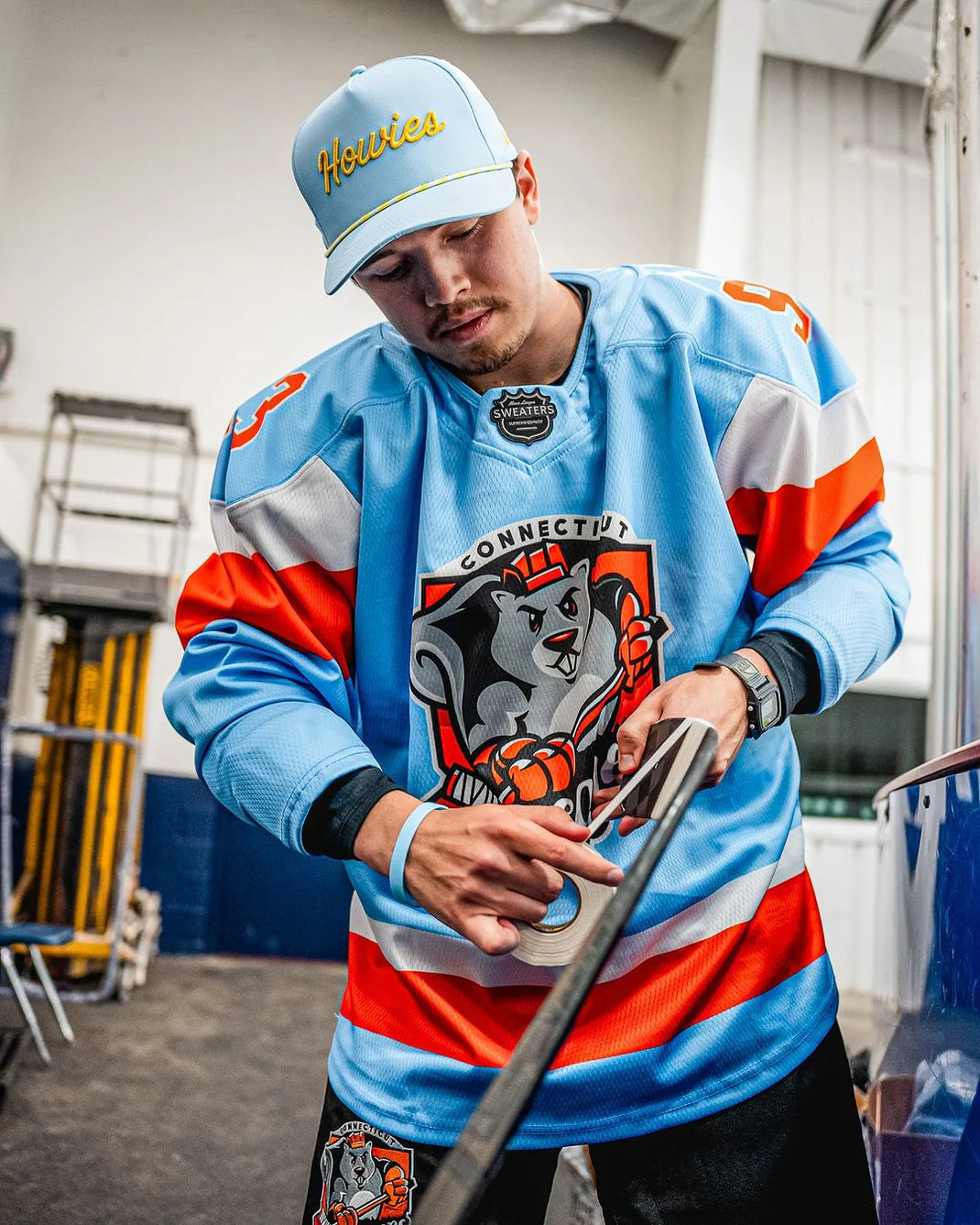 Custom hockey jersey made for the Connecticut Nutmeggers