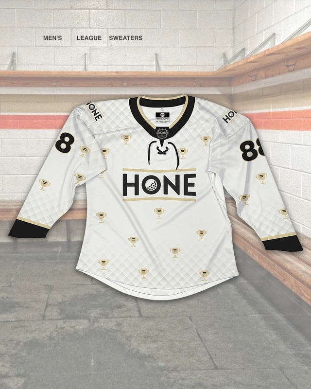 Custom golf inspired design for hone with golf ball texture and trophy motif